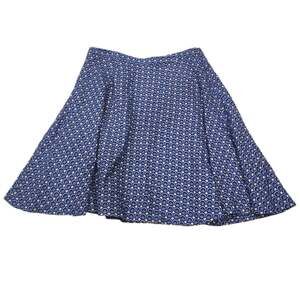 Boden Wool Blend Blue Geometric Pattern Circle Cut Aline Flowy Skirt 8 Preppy